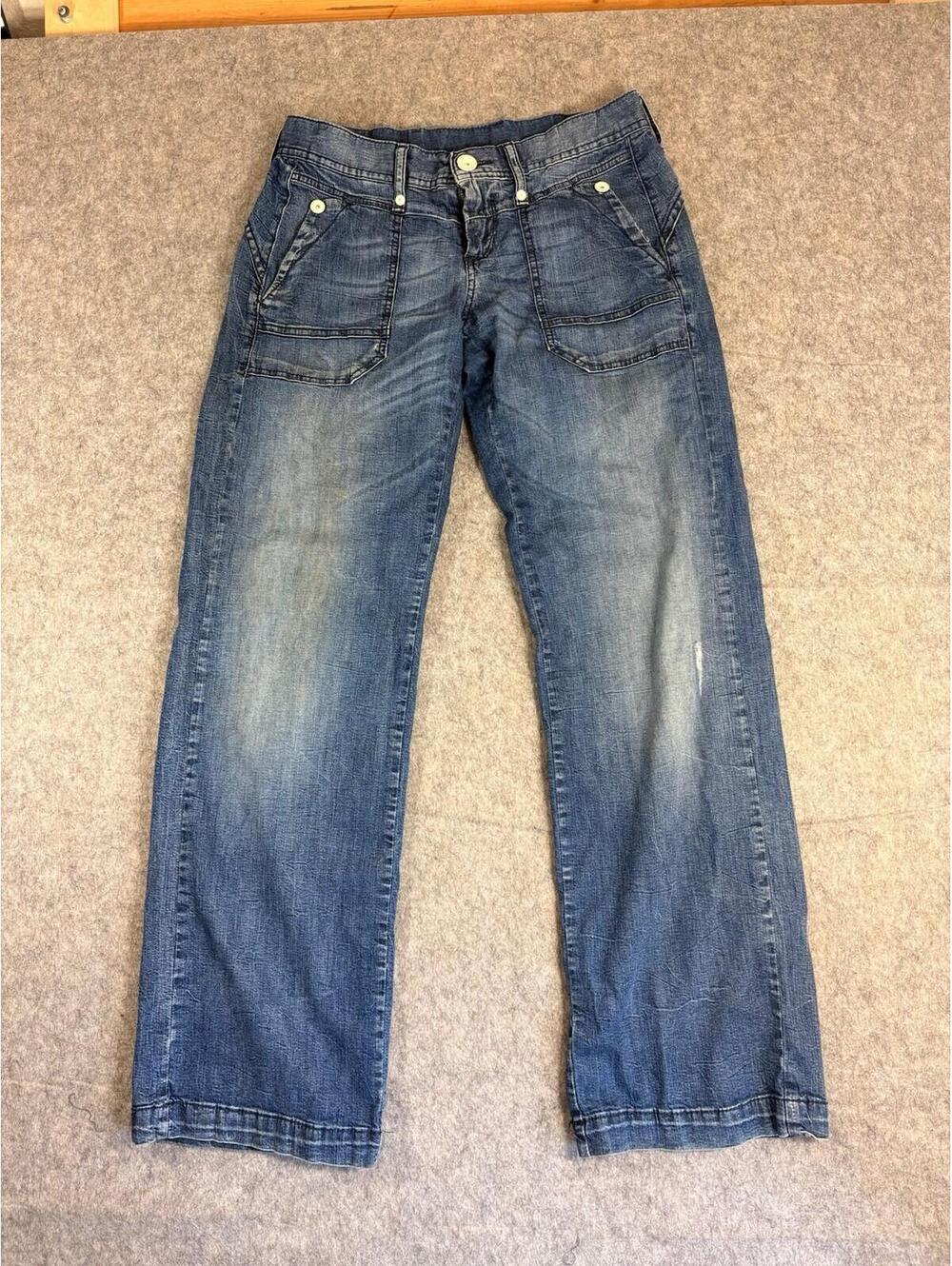 United Colors of Benetton Baggy Jeans Med Wash Size 40 Y2K Retro 90s Denim